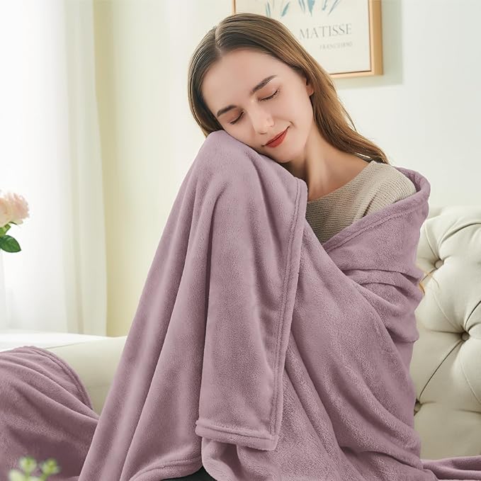 BEDELITE Fleece Blanket Twin Size Dusky Violet Throw Blankets for Couch & Bed, Luxury Plush Cozy Fuzzy Blanket 60x80 inches, Super Soft Warm Lightweight Throw Blanket for Travel Camping