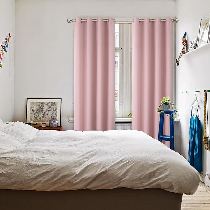 BGment Room Darkening Curtains 95 Inches Long - Grommet Thermal Insulated Drapes Window Treatment Curtains for Bedroom, 2 Panels, 52 x 95 Inch, Baby Pink