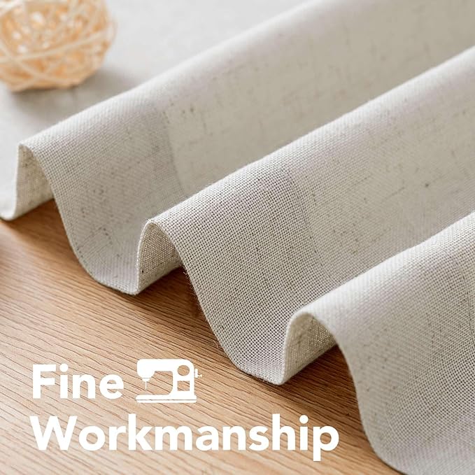 H.VERSAILTEX Living Room Linen Curtains - Semi Sheer, Nickel Grommet, Energy Saving, Light Filtering Window Treatments - Pale Oak, 2 Panels, 52 x 63 Inch
