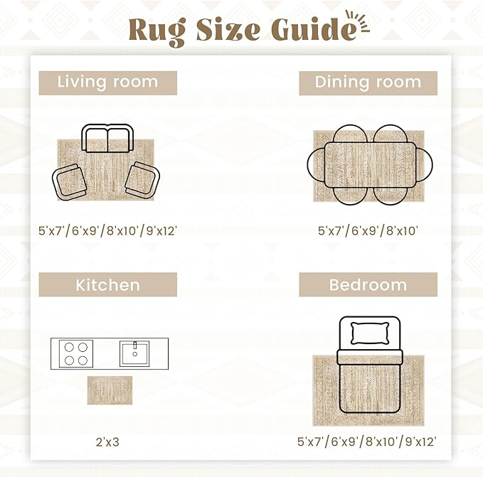Washable Area Rug 5x7: Moroccan Rug for Living Room Geometric Boho Rug Farmhouse Non Slip Stain Resistant Rugs Low Pile Soft Carpet for Bedroom Dining Room Home Office Kids Room (Light Brown,5'x7')