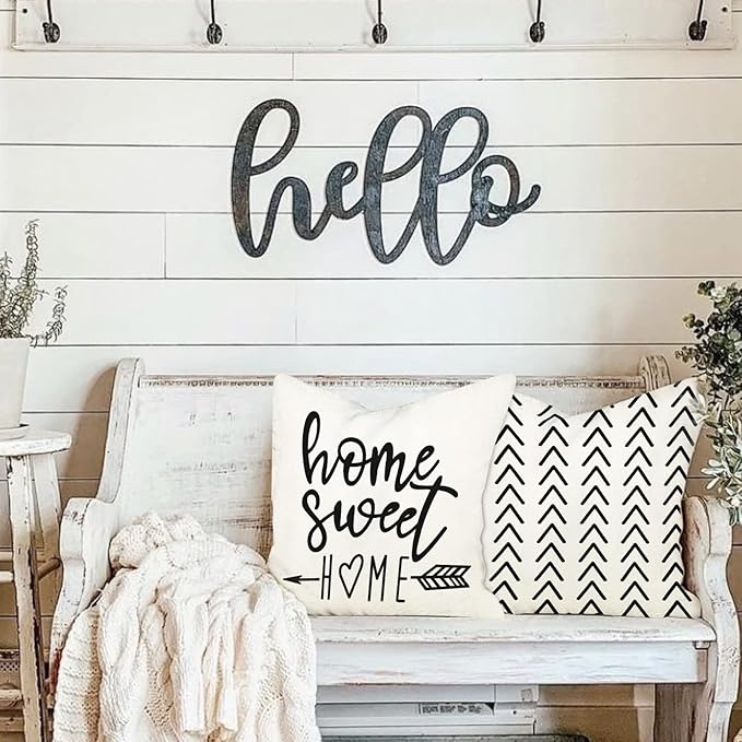 YCOLL Pillow Covers 20x20 Set of 4, Modern Sofa Throw Pillow Cover, Decorative Outdoor Linen Fabric Pillow Case for Couch Bed Car, Cream