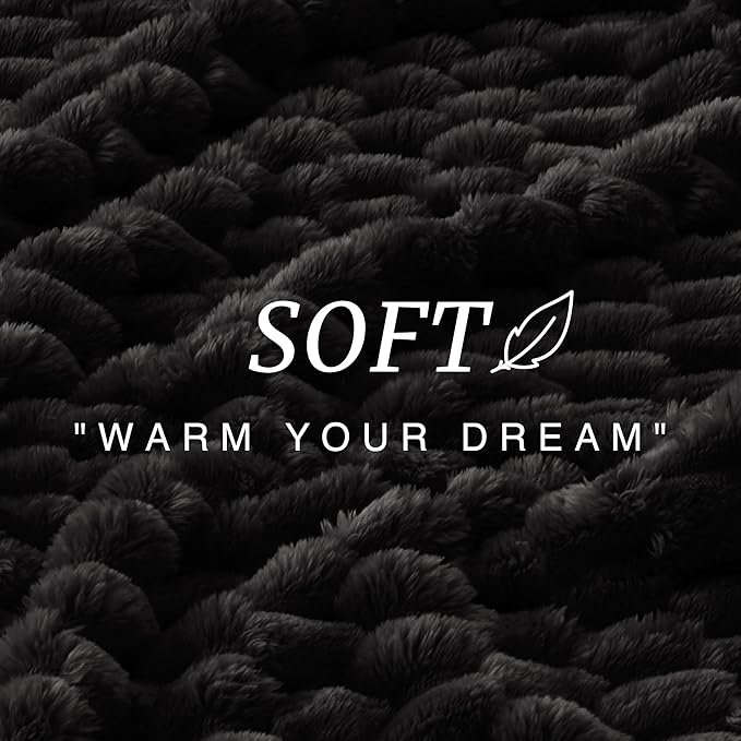 EXQ Home Fleece Throw Blanket for Couch and Bed, 3D Imitation Large Turtle Shell Jacquard Decorative Blankets, Plush Lightweight Fuzzy Flannel Blanket Suitable for All Seasons (50"×60",Black)