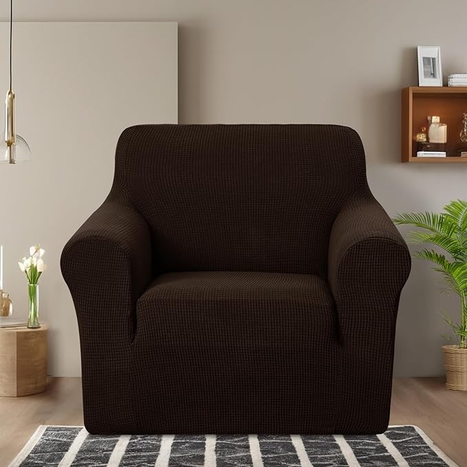 U-NICE HOME Recliner Chair Covers Stretch Couch Cover Sofa Cover Sofa Slipcover Furniture Protector for Chair Cover Pet Friendly(Armchair, Chocolate)