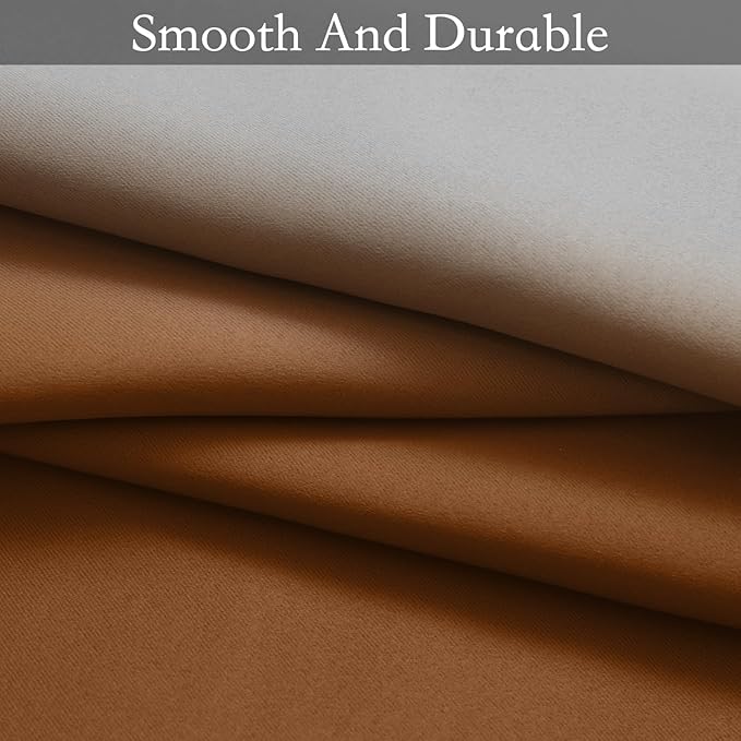 SimpleHome Ombre Room Darkening Curtains for Living Room, Light Blocking Burnt Orange to Grey White Thick Thermal Insulated Grommet Window Curtains Drapes for Bedroom, 2 Panels, 52x96 inches Length