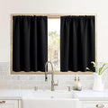 RYB HOME RV Curtains for Camper Windows, Mini Small Thermal Insulated Sunlight Heat Blocking Blackout Privacy Portable Curtains for Travel Trailer, Width 34 by Length 24, Black, 2 Panels