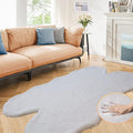 ORINOVA Grey Faux Rabbit Washable Furry Fur Area Rugs for Living Room Bedroom Gray Fluffy Sheepskin Rug Nursery Decor 4x6 Area Rug