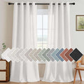 H.VERSAILTEX Elegant Natural Linen Semi Sheer Blended Energy Efficient Light Filtering Curtains/Nickel Grommet Window Treatments Panels/Drapes (Set of 2, Heathered White, 52" x 96")