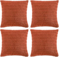 Fancy Homi 4 Packs Boho Burnt Orange Fall Decorative Throw Pillow Covers 22x22 Inch for Couch Bed Sofa, Rustic Modern Farmhouse Home Decor, Soft Plush Corduroy Cute Square Cushion Case 55x55 cm