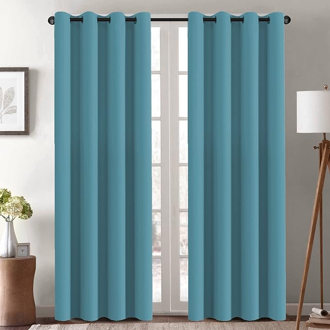 H.VERSAILTEX Blackout Curtain for Living Room Thermal Insulated Window Treatment Curtain Extra Long 108 inch Length Energy Saving Solid Grommet Top Blackout Drape, One Panel, Storm Blue, 52"W x 108"L