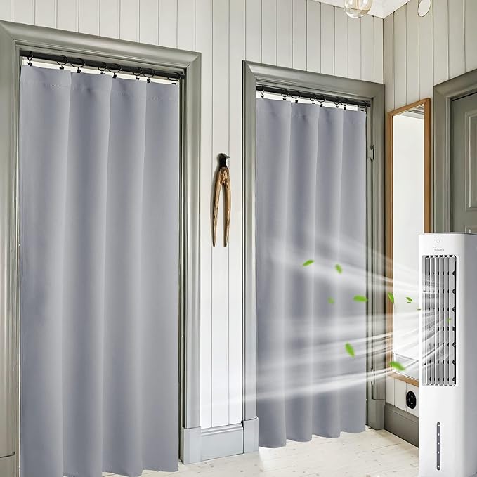 RYB HOME Blackout Curtains for Bedroom 84 inches Long 2 Panels Set, Privacy Thermal Insultaed Sunlignt Heat Blocking Drapes for Nursery Rental Room, Width 42 by Length 84, Silver Grey