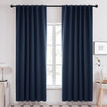 Deconovo Solid Back Tab Curtains Blackout Curtains Thermal Insulated Drapes and Curtains Room Darkening Curtains for Bedroom 52Wx95L Inch Navy Blue 1 Set