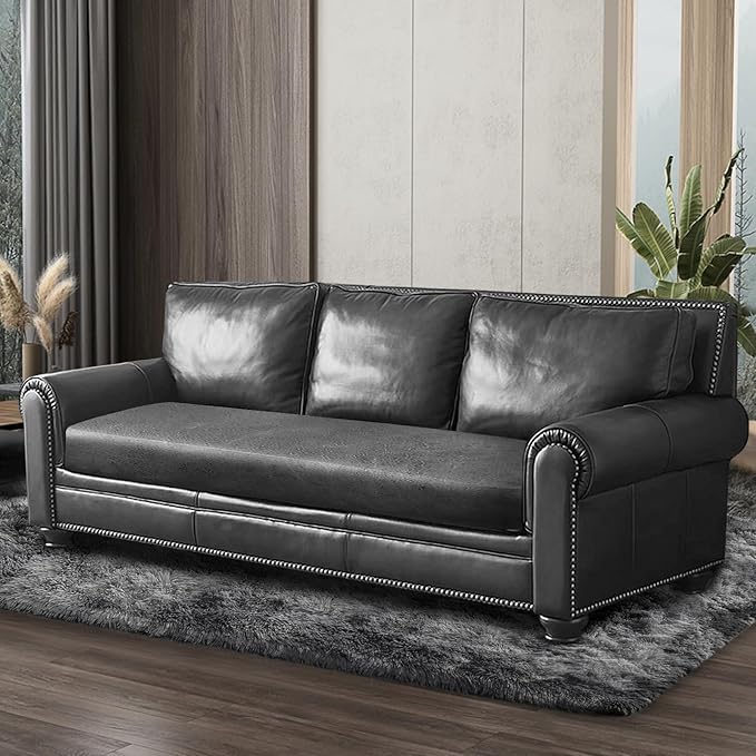 Leather Look Couch Cushion Covers Sofa Seat Slipcovers Sets Couches Furniture Protector for Sectional Armchair Loveseat Pets Kids Stretch Spandex Fabric (1 Cushion XL Sofa, Light Grey)