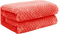Exclusivo Mezcla Fleece Throw Blanket, Super Soft and Warm Blankets for Couch, Sofa and Bed Waffle Textured, Cozy, Fuzzy and Lightweight (Coral Orange, 40x50 Inches)