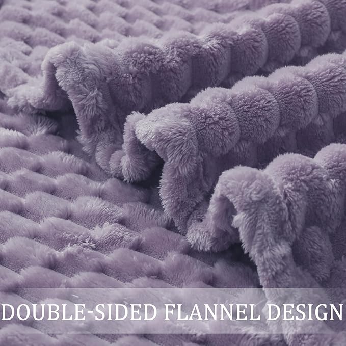 Exclusivo Mezcla Fleece Twin Blanket for Bed, Extra Large Fuzzy Grayish Purple Bed Blankets, Soft Cozy Plush Sofa Throws for All Seasons, 90x66 Inches
