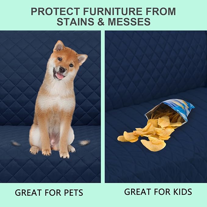 Recliner Chair Covers Reversible Sofa Cover Couch Cover for Pets Lazy Boy Furniture Protector(23''Chair,Navy/Camel)
