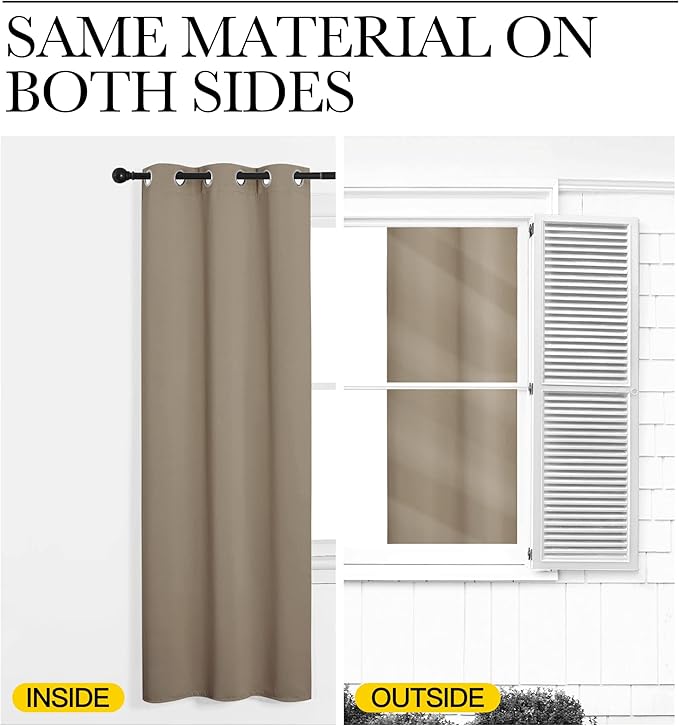 NICETOWN Room Darkening Curtains for Kitchen, Taupe, Set of 2, 42 inches Wide by 50 inches Long, Window Treatment Thermal Insulated Solid Grommet Room Darkening Curtains/Drapes for Bedroom