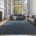 FinRèc Low Pile 6x9 Washable Area Rugs for Bedroom Living Room, Thin Rug Solid Color, Non-Slip Carpet Indoor for Home Decor (Navy Blue)