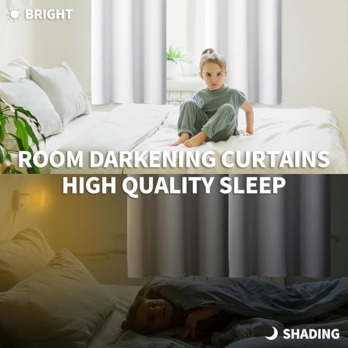 BGment Room Darkening Curtains for Bedroom - Grommet Thermal Insulated Window Treatments Light Blocking Curtains for Living Room, Set of 2 Panels, Each 46 x 54 Inch, Pure White