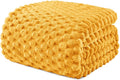 Exclusivo Mezcla Fleece King Blanket for Bed, Extra Large Fuzzy Mustard Yellow Bed Blankets, Soft Cozy Plush Sofa Throws for All Seasons, 90x104 Inches
