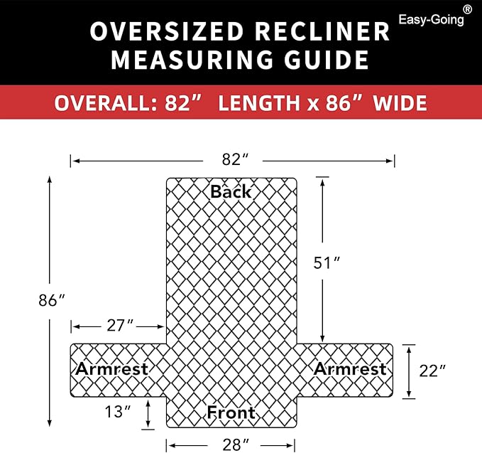 Easy-Going Oversized Recliner Chair Slipcover Reversible Sofa Cover Water Resistant Couch Cover Furniture Protector with Elastic Straps for Pets Dog (Oversized Recliner, Black/Black)