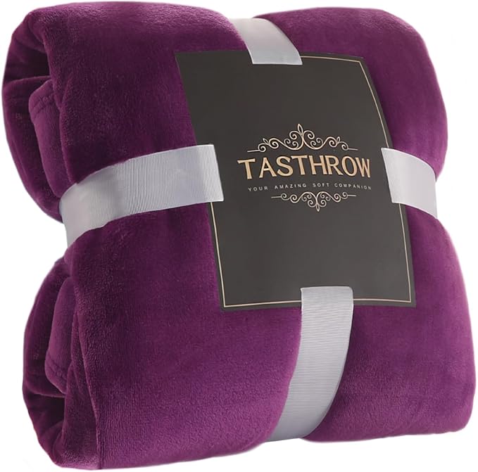 TASTHROW Large Flannel Fleece Throw Blanket, 60×80 Inch - Cozy Lightweight Thick Blanket - All Seasons Suitable for Women, Men and Kids (Purple)
