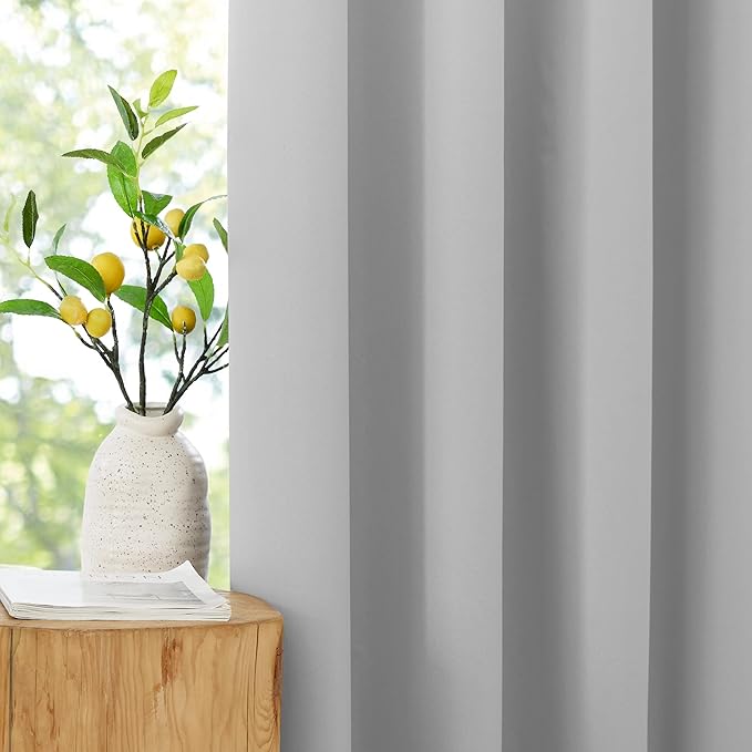 NICETOWN 100% Blackout Off White Curtains for Bedroom, Grommet Thermal Window Treatments Portable Curtains Lightweight Travel Shades for Living Room/Home Office, W52 x L63