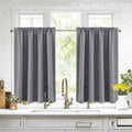 DWCN Short Grey Blackout Curtains for Small Window, Thermal Insulated Energy Saving Room Darkening Curtains for Kitchen/Bedroom (W42 x L36 inch, Set of 2 Panels, Top of Rod Pocket)