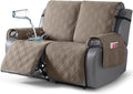 TAOCOCO 100% Waterproof Loveseat Recliner Covers 2 Seater, Split Loveseat Covers for Reclining loveseat, Non Slip Reclining Couch Cover with Double Straps for Kids, Pets(2 Seater, Gray Taupe)