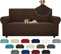 ZNSAYOTX Super Stretch Couch Cover (72"-92") Universal Sofa Covers with Elastic Bottom, Dog Cat Pets Friendly Washable Furniture Protector Fitted Sofa Slipcovers Stay in Place (Coffee, Sofa)