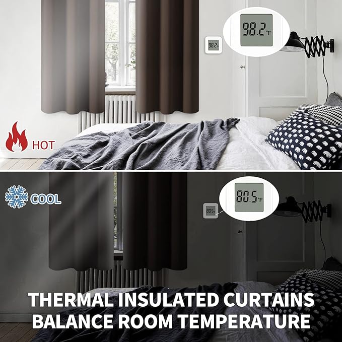 BGment Blackout Curtains for Living Room - Grommet Thermal Insulated Room Darkening Curtains for Bedroom, Set of 2 Panels (52 x 84 Inch, Brown)