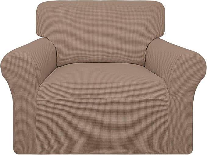 Easy-Going 100% Waterproof Chair Couch Cover,Dual Waterproof Sofa Cover, Stretch Jacquard Sofa Slipcover, Leakproof Furniture Protector for Kids, Pets, Dog and Cat (Chair, Camel)