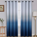 SimpleHome Ombre Room Darkening Curtains for Boys Bedroom, Light Blocking Gradient Grey White to Blue Thermal Insulated Grommet Window Curtains/Drapes for Living Room,2 Panels, 52x96 inches Length
