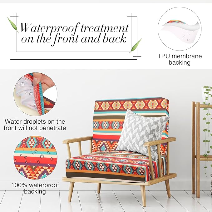 Newwiee 8Pcs Patio Cushion Covers Stretch Outdoor Cushion Cover Replacement for Patio Furniture Sofa Couch Slipcovers, Soft Flexibility Washable Furniture Protector(Argyle,Vintage Color)