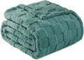 Exclusivo Mezcla Twin Size Flannel Fleece Blanket, Super Soft and Warm Lightweight Checkered Pattern Blankets for All Seasons, 60x80 Inches, Celadon