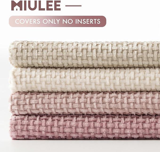 MIULEE Pack of 4 Valentines Couch Throw Pillow Covers 18x18 Inch Neutral Pink Cute Decorative Chenille Pillows Farmhouse Boho Accent Cushion Covers for Coquette Room Spring Decor Sofa Bed Living Room