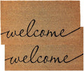 KANKUN Coco Coir Door Mat with Heavy Duty Backing, Welcome Doormat (17" x 30"), Doormat Entrance (Welcome1-2Pack)