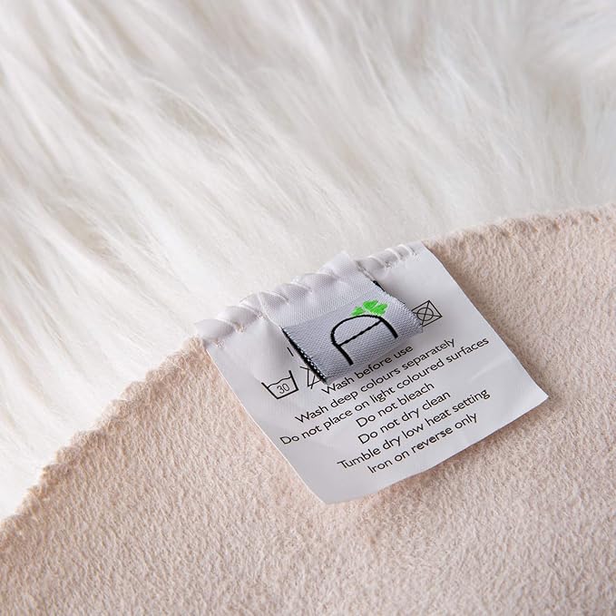 Ashler Home Deco Faux Fur Area Rug, White, 2 x 2.9 ft, Modern, Fluffy, Machine Washable