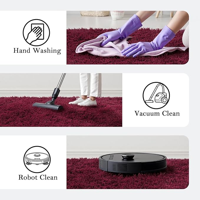 Rugs for Bedroom 4x6, Alfombras para Salas Shag Large Plush Soft Area Rug, Shaggy Carpets for Livingroom, Kids Boys Girls Home Decor Aesthetic(Burgundy, 4 x 6)