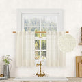 LAMIT Short Kitchen Linen Curtains 30 Inch Length for Small Windows, Cream Ivory Semi Sheer Light Filtering Panels Back Tab and Rod Pocket Cafe Drapes for Half Window, 2 Panels, 25 x 30 Inch