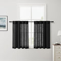 Nanspring Short Linen Curtains 36 Inch Length for Kitchen Windows Over Sink Black Privacy Panels Back Tab and Rod Pocket Neutral Curtains for Cafe/Basement 26 x 36 Inch,2 Panels