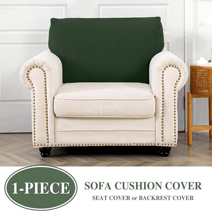 Couch Cushion Cover Seat Cushion Cover Stretch Armchair Cover Separate Sectional Sofa Slipcovers Furniture Protector(1 Piece for Seat or Sofa Backrest, Green)