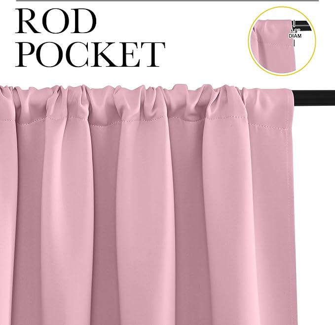 NICETOWN Blackout Curtains for Bedroom, Blackout Curtain Panels, Rouge Pink, 1 Pair, 42 by 45-inch, Window Treatment Energy Saving Thermal Insulated Solid Rod Pocket Blackout Drapes/Draperies
