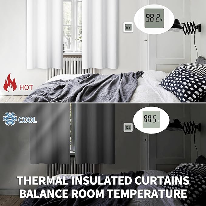 BGment Room Darkening Curtains 84 Inches Long - Grommet Thermal Insulated Drapes Window Treatment Curtains for Bedroom, 2 Panels, 42 x 84 Inch, Pure White