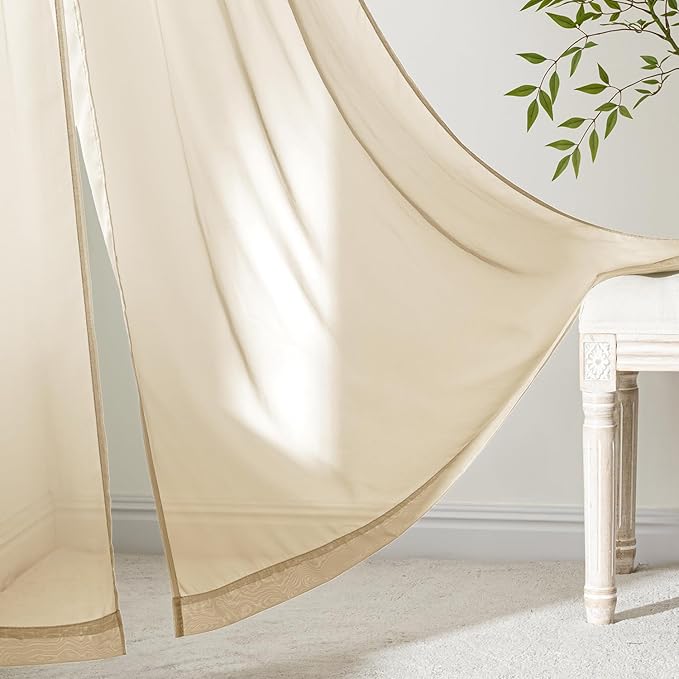 MIULEE Cream Sheer Curtains 84 Inches Long, 4 Panels Set, Light Filtering Rod Pocket Voile Drapes for Living Room and Bedroom, Airy Soft Fabric Window Treatments, 42 x 84 Inches