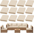 12Pcs Outdoor Cushion Covers, Patio Cushion Covers,Stretch Elastic Slipcovers, Replacement Washable & Reusable Furniture Protector for Patio Couch (Beige,Cover Only)