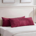 Fancy Homi Set of 2 Burgundy Boho Long Lumbar Body Decorative Throw Pillow Cover 14x36 Inch for Bed Couch Bedroom Bench, Soft Patchwork Corduroy Textured Pillow Case, Rustic Farmhouse Room Décor