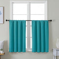 Simplebrand Ava Teal Short 36 Inches Blackout Curtain 2 Panels Set, Half Window Rod Pocket Privacy Curtain Tiers for Kitchen, Curtains Blackout for Bathroom Shades, W40 x L36 Inch, Teal