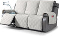 TAOCOCO 100% Waterproof Recliner Sofa Cover, Non Slip Split Couch Covers for Reclining Couches with Elastic Straps, Washable Reclining Sofa Cover Furniture Protector for Kids Pets(3 Seater, Off White)