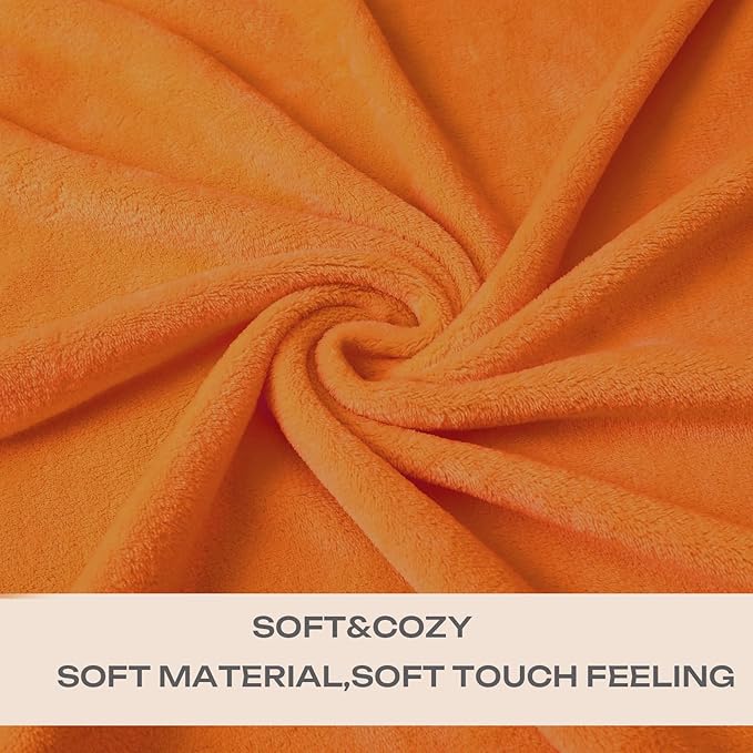 JIAHANNHA Orange Throw Blanket Fleece Blanket 60"x80",Super Soft Cozy Plush Throw Blanket for Couch Sofa Bed,Warm and Lightweight Velvet Bed Blankets for Adults