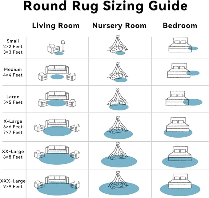 OLANLY Slate Blue Round Rugs for Bedroom - Machine Washable, 4 ft Circle Area Rugs for Living Room, Soft and Fluffy Shaggy Carpet for Teen Girl and Boys, Nursery Rooms, Dorms, Home Decor Aesthetic